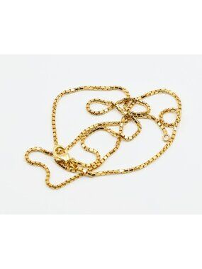Unique 14K Karat Solid Yellow Gold Designer Box Link Chain Necklace - 22.25" L